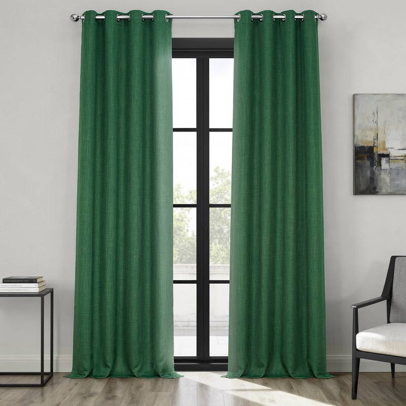 Exclusive Fabrics Grommet Textured Faux Linen Room Darkening Curtains for Bedroom & Living Room Curtains (1 Panel)