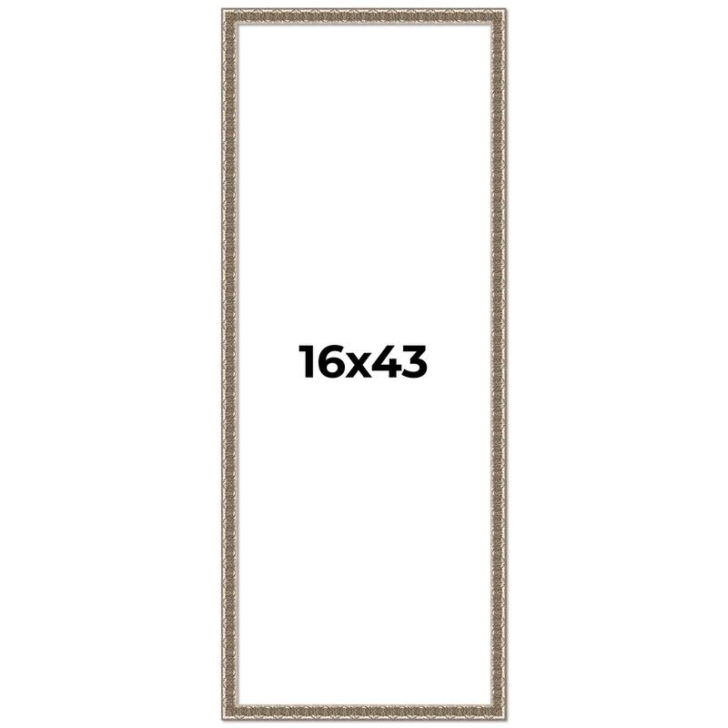 16x43 Frame Silver Versailles Ornate Solid Wood Picture Frame | 1 Inch