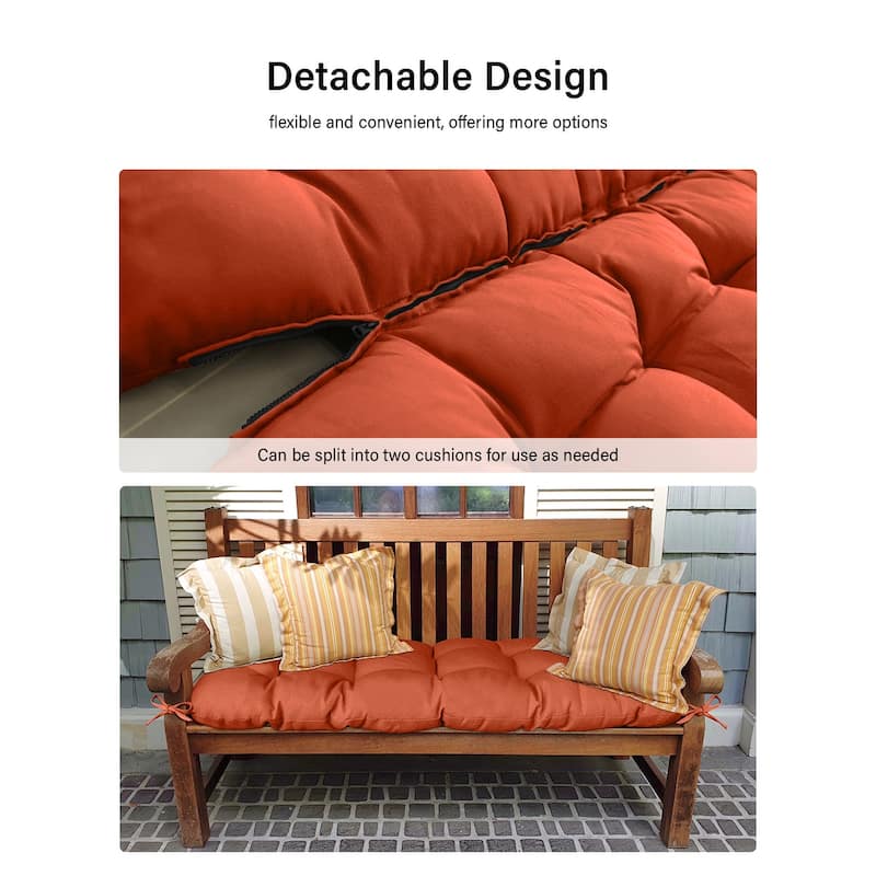 WINSOON 48x40x4 Inch Porch Swing Cushion, Outdoor Swing Bench Cushion with Backrest, Waterproof Bench Cushion
