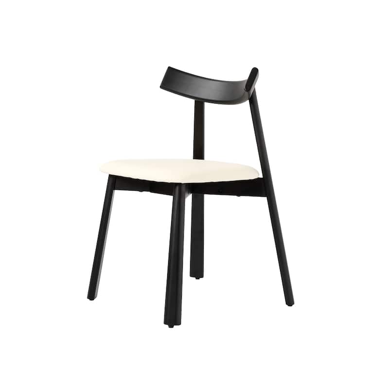 19" Modern Dining Kitchen Chairs PU Leather Seat Cushion wuth Solid Wood Legs Set of 2
