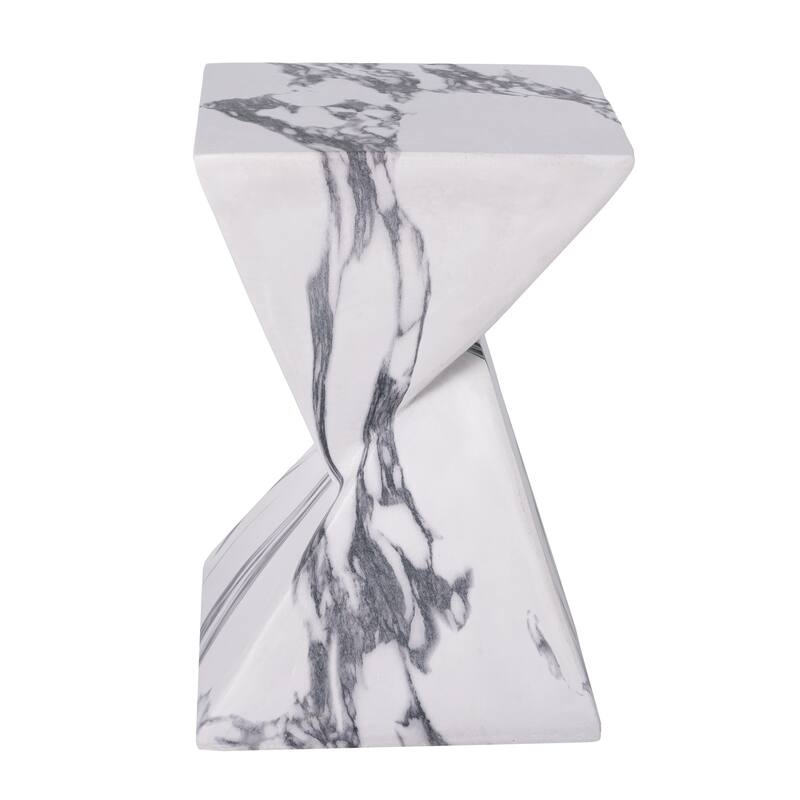 Christopher Knight Home - Modern Indoor/Outdoor 18.5"H Geometric Faux Marble MgO Accent Side Table with Sculptural Fluted Design