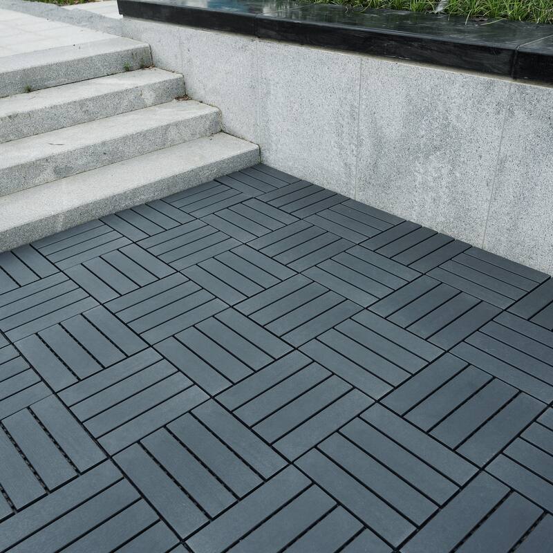Plastic Interlocking Deck Tiles,44 Pack Patio Deck Tiles,12"x12" Square Waterproof Outdoor All Weather Use, Patio Decking Tiles