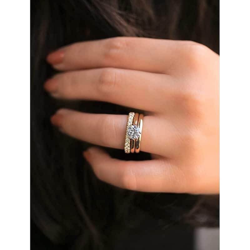 Annello by Kobelli 14k Gold 1ct Certified Lab Grown Diamond 6-Prong Solitaire Bridal Set (IJ/SI)