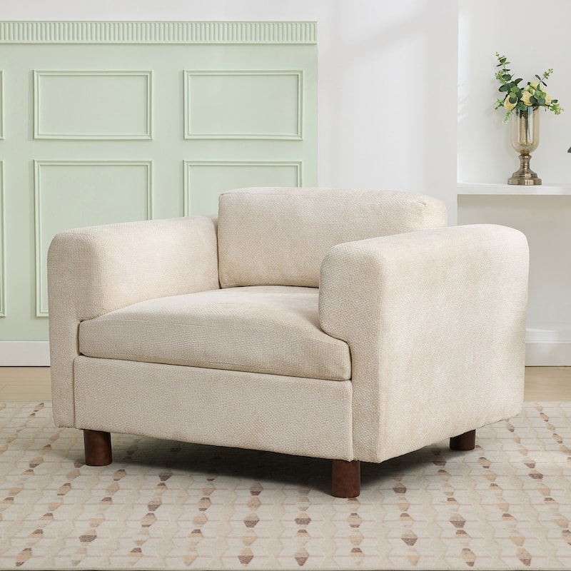 Roomfitters Oversized Accent Armchair, Comfy Single Sofa for Living Room, Bedroom or Office, Woven Velvet Upholstery