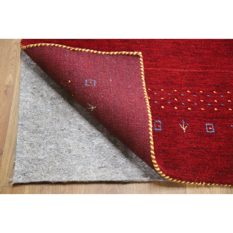 Red Tribal Gabbeh Indian Area Rug Handmade Wool Carpet - 5'6" x 8'0"