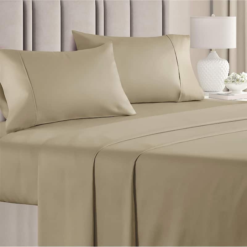 CGK Linens 4 Piece 100% Cotton 400 Thread Count Soft & Comfy Bed Sheet Set - California King - Beige