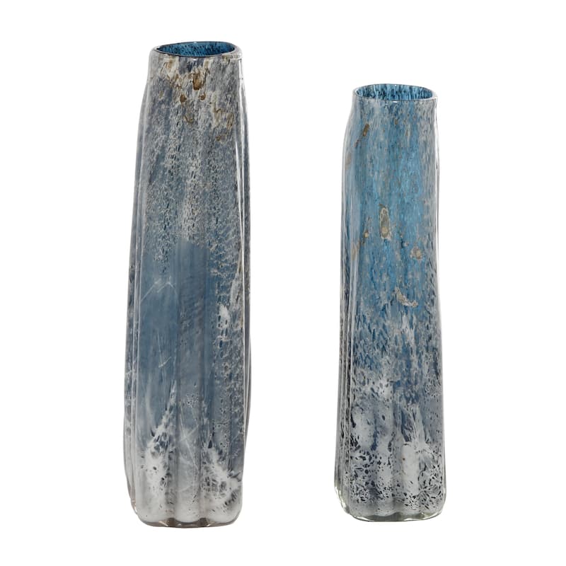 Glass Handmade Blown Decorative Vase - Set of 2 Brown or Blue - Roche River Decor