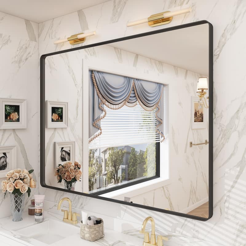 Bathroom Vanity Mirror with Aluminum Alloy Framed, Tempered Glass, Wall Mounted - 48x36