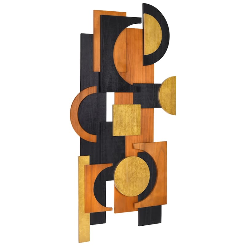 "Amber Embraces" Hand Made & Hand Finished Dimensional Solid Paulownia Wood Abstracts Wall Art