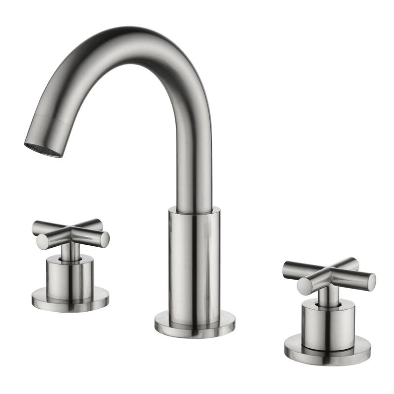 Modland 8 Inch Widespread Bathroom Faucet with 360°Swivel Spout and Dual Cross Handles - Brushed Nickel