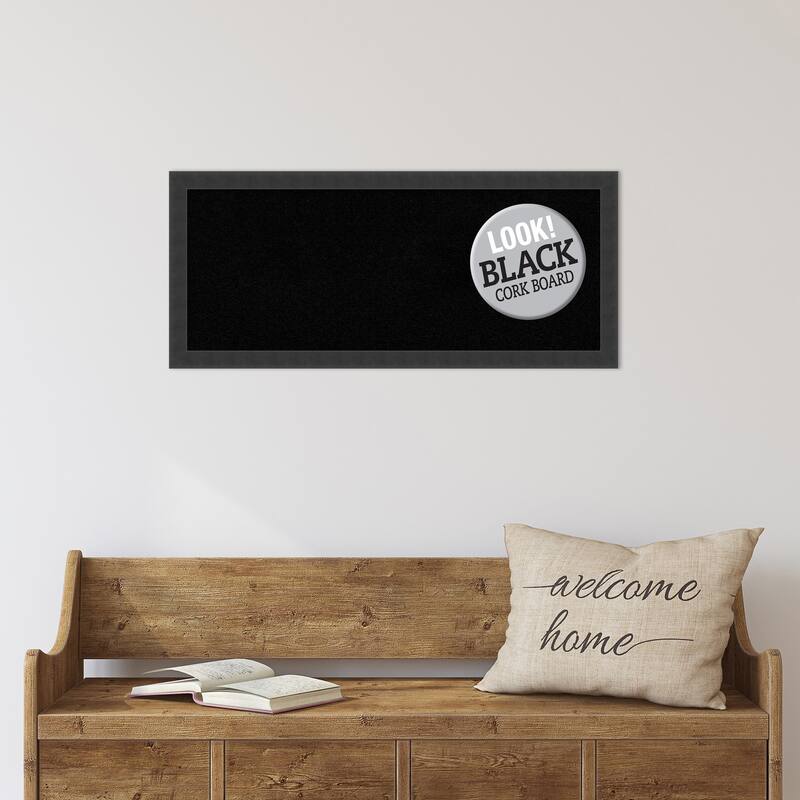 Framed Black Cork Board, Mezzanotte Black