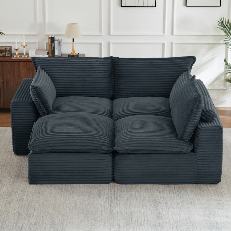 109.4" L-Shaped Cloud Sectional Sofa with Ottoman, No Assembly Required