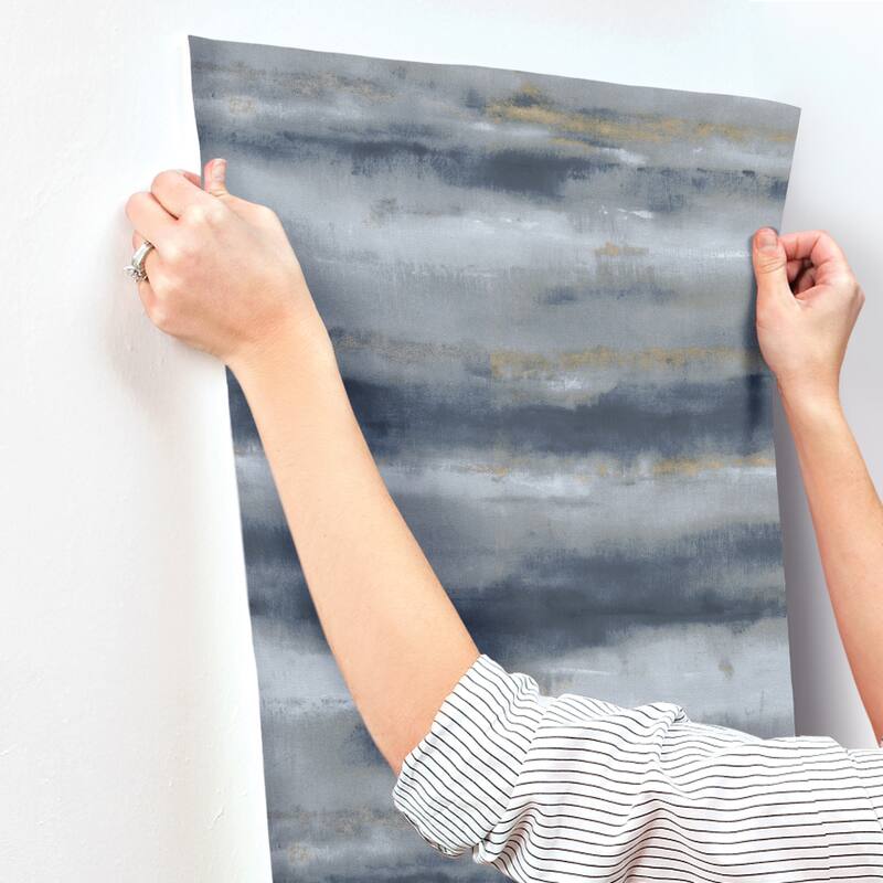 A-Street Prints Ayla Indigo Abstract Stripe Wallpaper