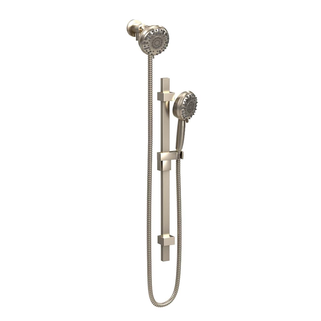Retreat 4-in Multi-function Showerhead Shower System with Slide Bar and Multi-function Handshower Brushed Nickel 1.8 GPM