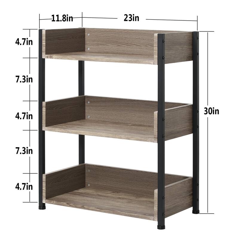 VECELO 30" Open Bookcase 3 Tier No Guardrail Shelf Unit for Books Storage Cabinet for Living Room/Kitchen/Bedroom (1 or 2 PCS)