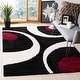 preview thumbnail 1 of 48, SAFAVIEH Florida Shag Jayati Abstract 1.2-inch Thick Rug 3'3" x 5'3" - Black/Ivory - Rectangle