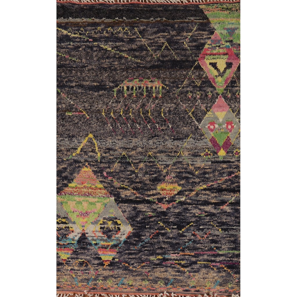 Moroccan Oriental Area Rug Handmade Wool Carpet - 5'7" x 9'4"