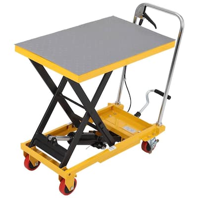 330lbs Hydraulic Lift Table Cart Single Scissor with 4 Wheels