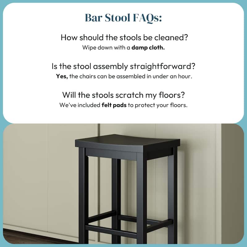 Now Furniture Solid Wood Backless Saddle Seat Bar Height Stool