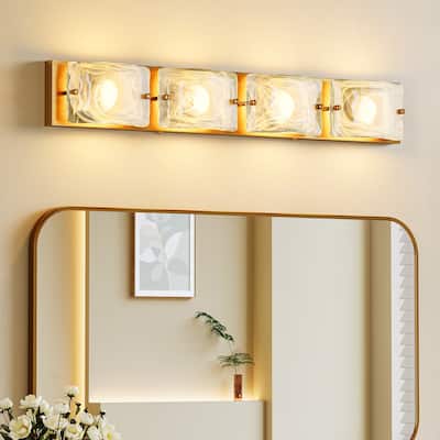 3 Tiles Cloud Glass Gold Copper Bathroom Vanity Light
