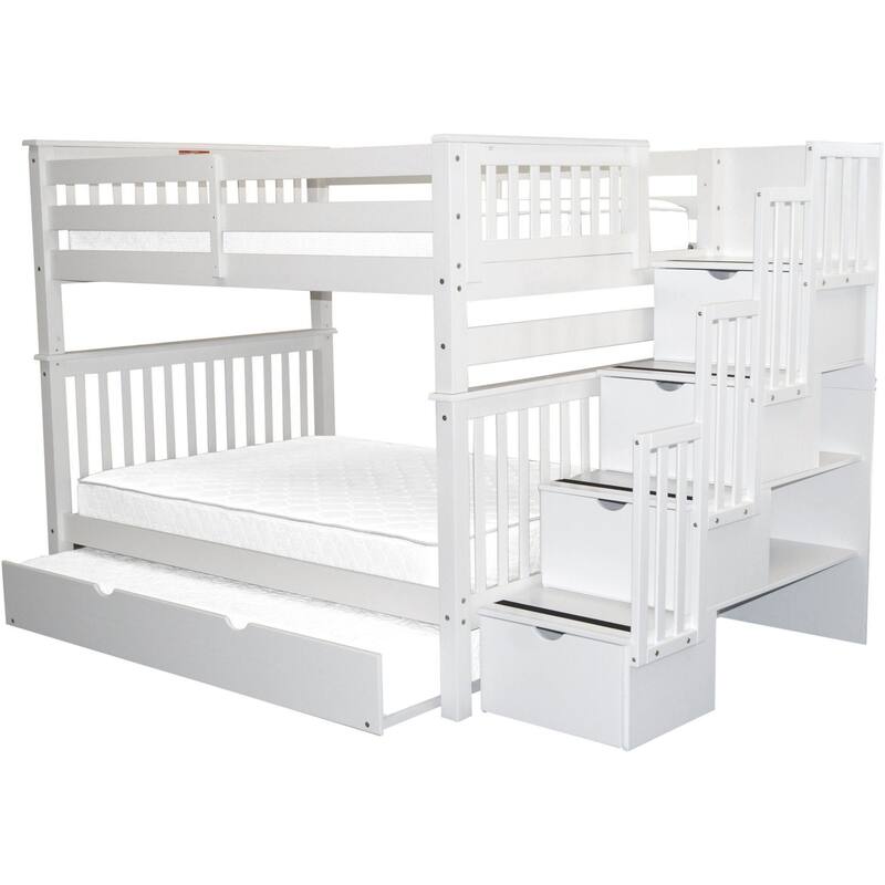Taylor & Olive Trillium Full over Full Stairway Bunk Bed, Full Trundle