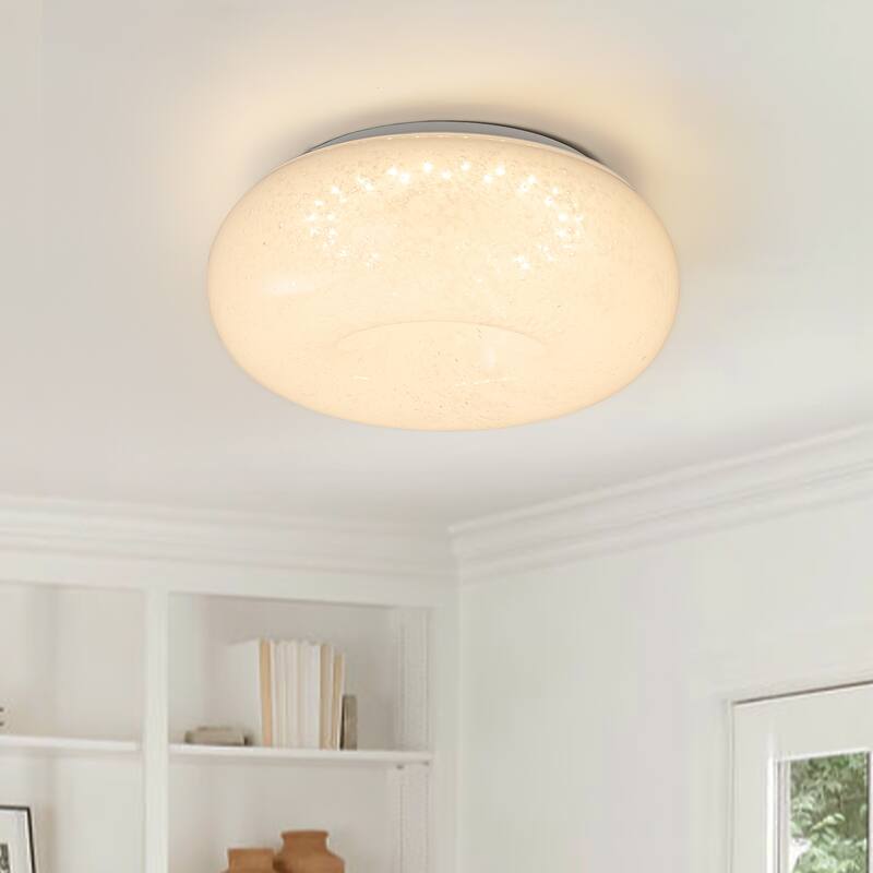 Mid Century White Glass Modern LED Flush Mount Ceiling Light