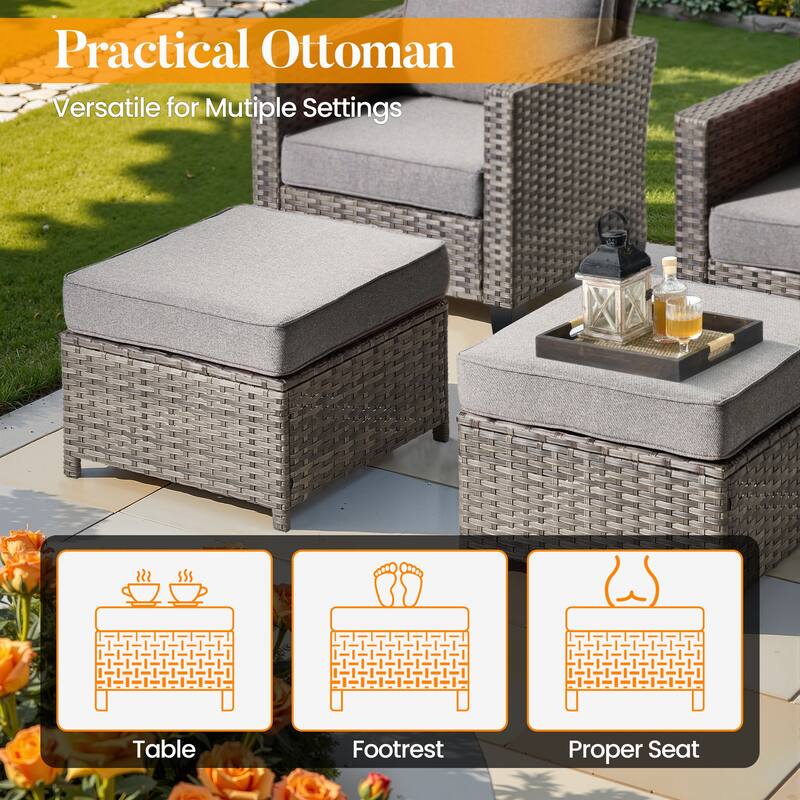 HOOOWOOO 10-piece Patio Furniture Set with Swivel Rocking Chairs Wicker Conversation Set