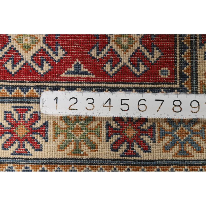 Hand Knotted Oriental 100% Wool Carpet Traditional Geometric Red Kazak Area Rug - 3' 0'' X 2' 0''