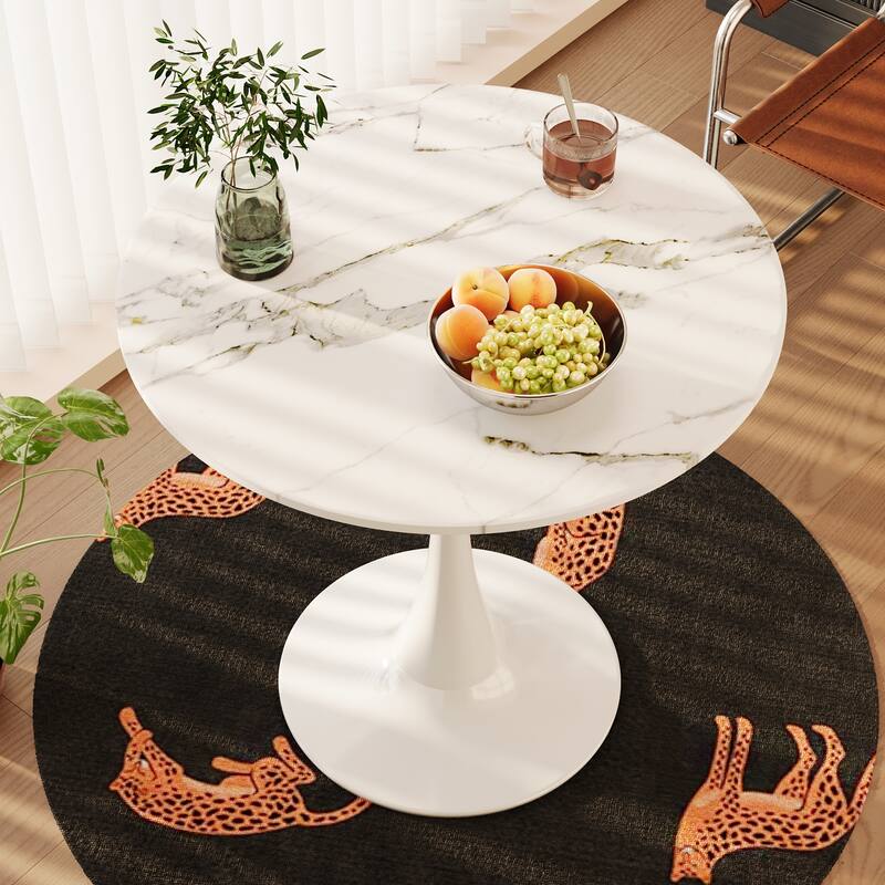 Modern Round Dining Table with Detachable Rust Proof Base and 12Min Assembly for Small Spaces Cafes and Modern Homes​