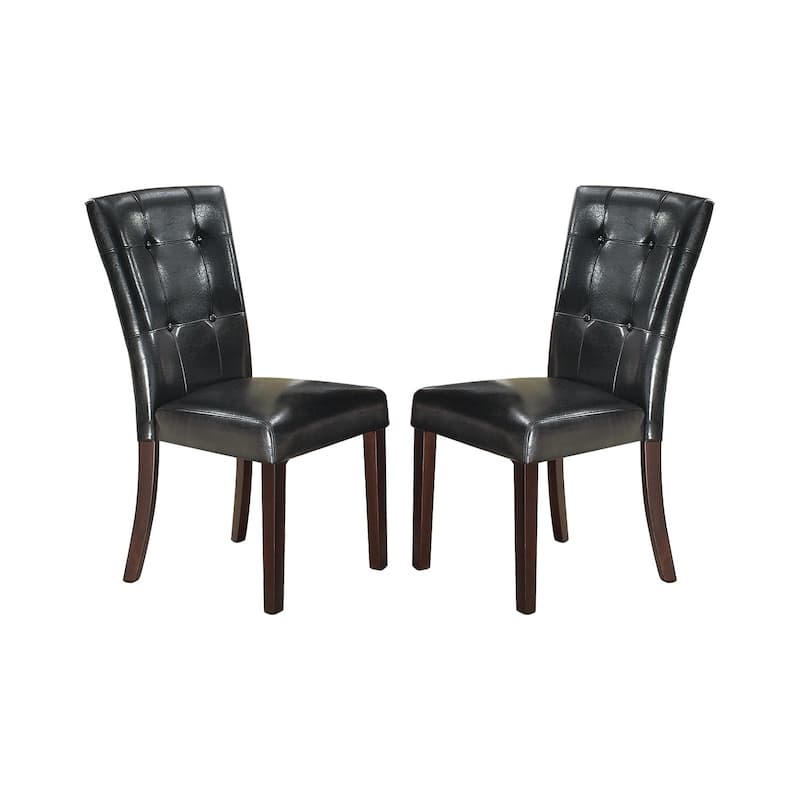 Leather Upholstered Dining Chair,Set of 2 - Black