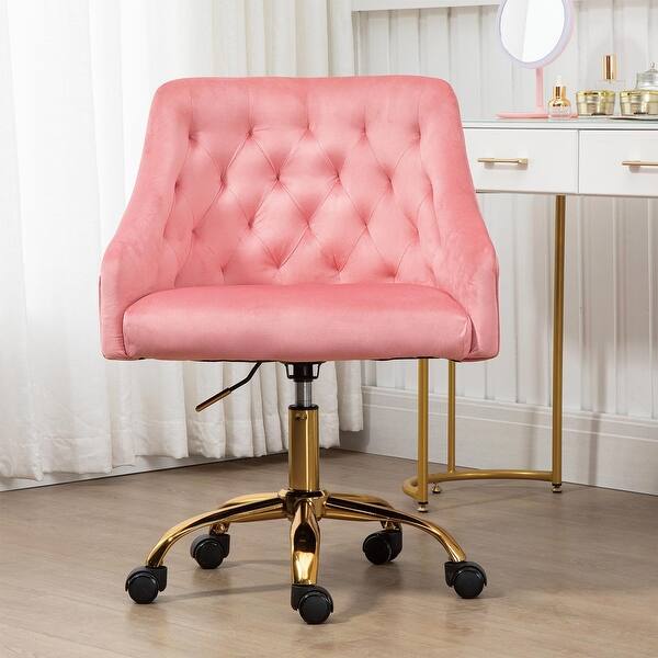 Office Chair Velvet Swivel Armchair Velvet Office Chair with Soft Seat