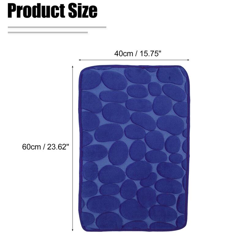 Non-Slip Bathroom Rugs, Polyester Bath Mat, Machine Washable Dark Blue Cobblestone Pattern 23.62"x15.75"