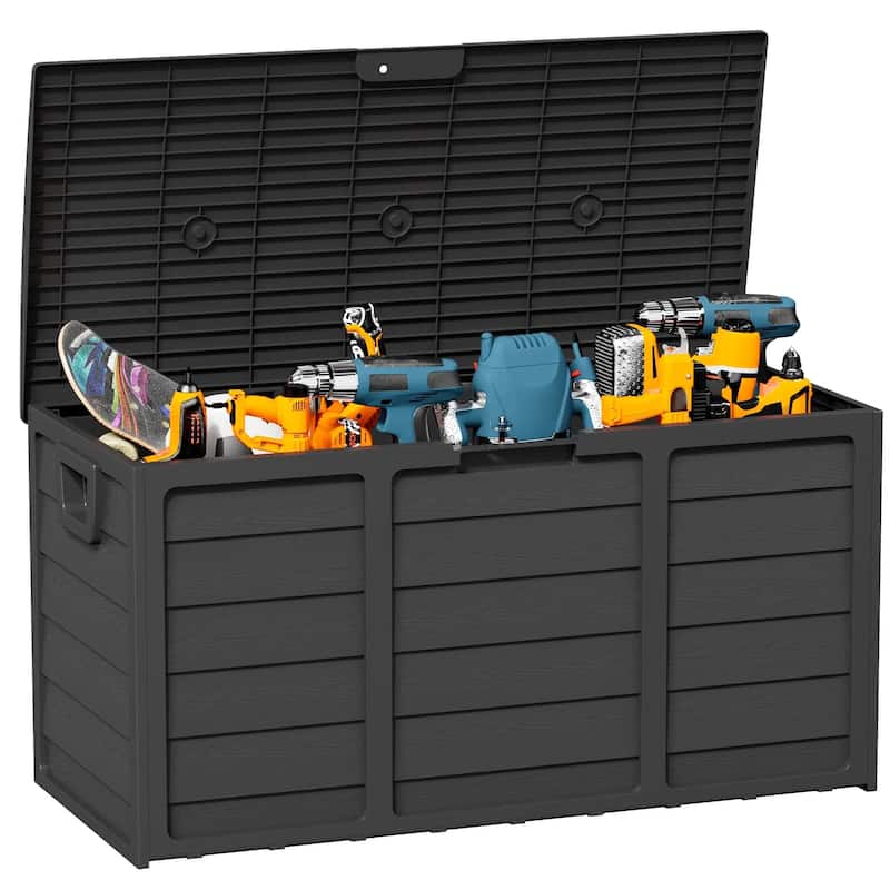 SUNCROWN 75-120 Gallon Weatherproof Resin Outdoor Storage Deck Box for Furniture and Supplies