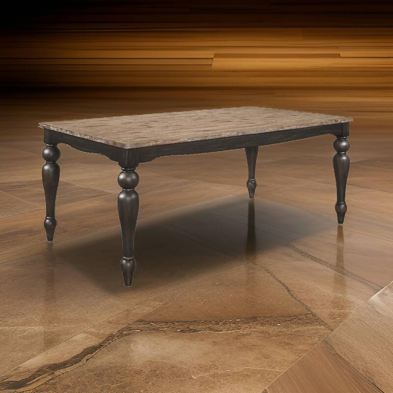 Brad Dining Table, 79 Inch Rectangular, Sand Brown, Charcoal Gray