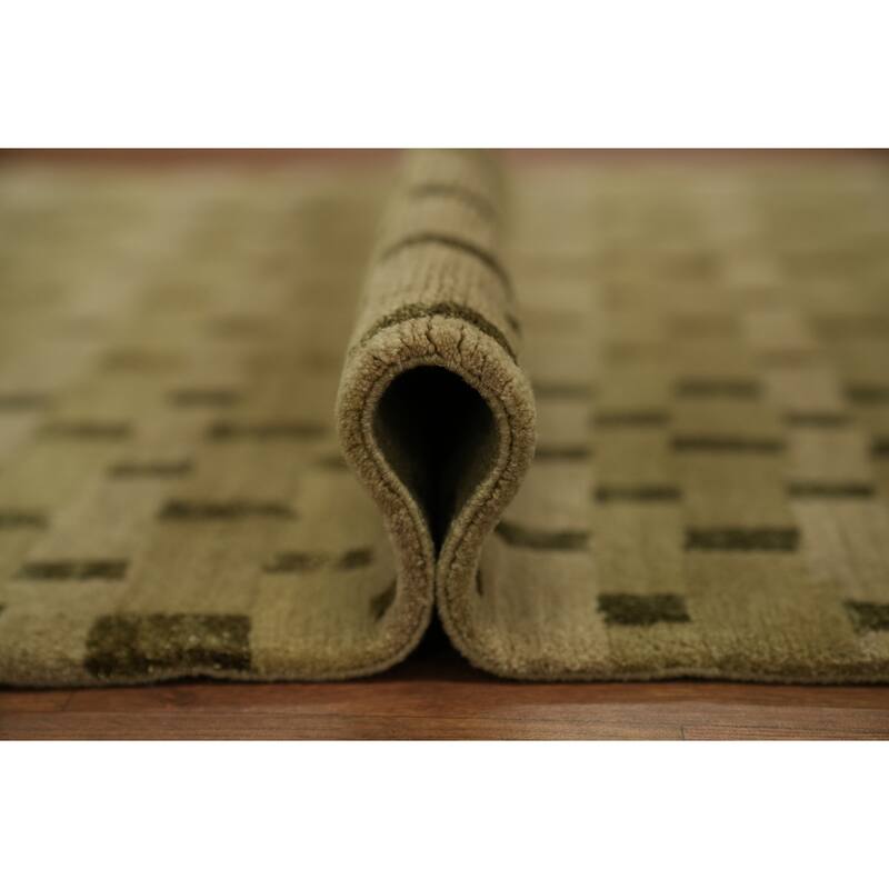 Hand Knotted Oriental 100% Wool Carpet Modern Abstract Beige & Ivories Nepalese Area Rug - 5' 0'' X 3' 0''