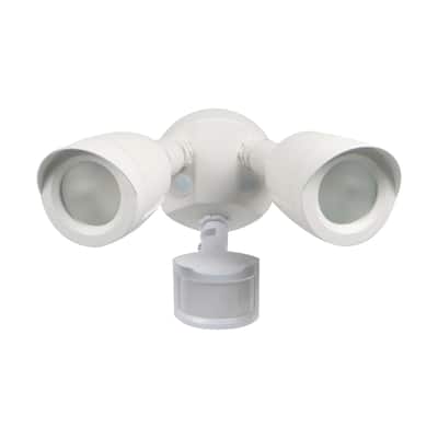 LED Security Light Dual Head With Motion Sensor White Finish 4000K