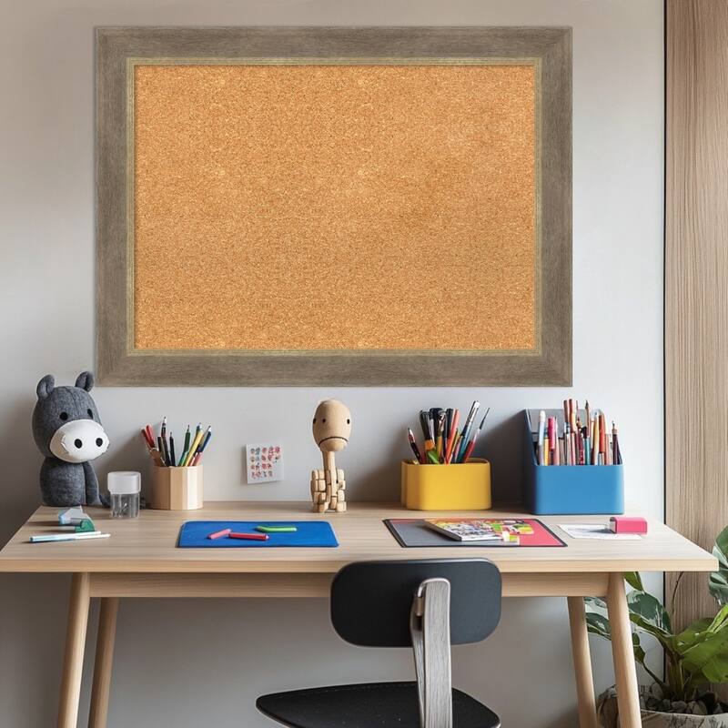 Driftwood Tan Wood Framed Cork Board - Bulletin Board, Organization Board, Pin Board