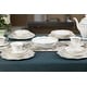 preview thumbnail 1 of 6, Lorren Home Trends 57 Piece Wavy Silver Mix and Match Bone China Service for 8
