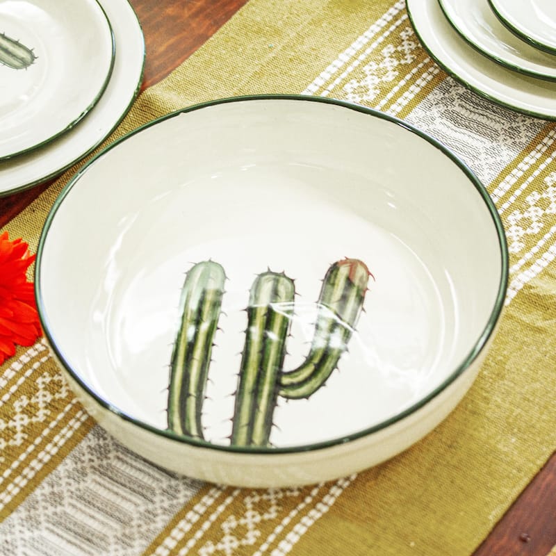Novica Handmade Saguaro Ceramic Serving Bowl