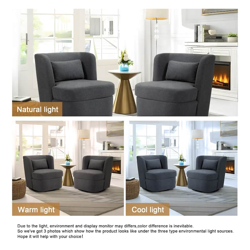 2Set 360°Swivel Barrel Chair with Cushion