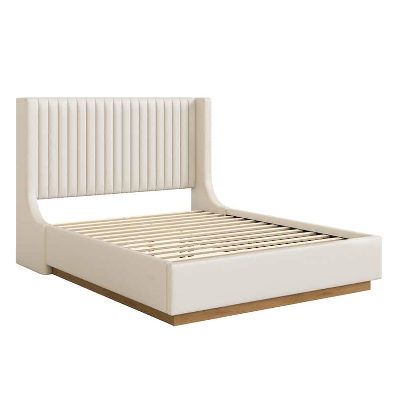 Modern Wooden Queen/King Size Upholstered Platform Bed with Headboard