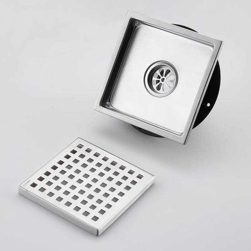 Topcraft 6-Inch Stainless Steel Square Floor Drain
