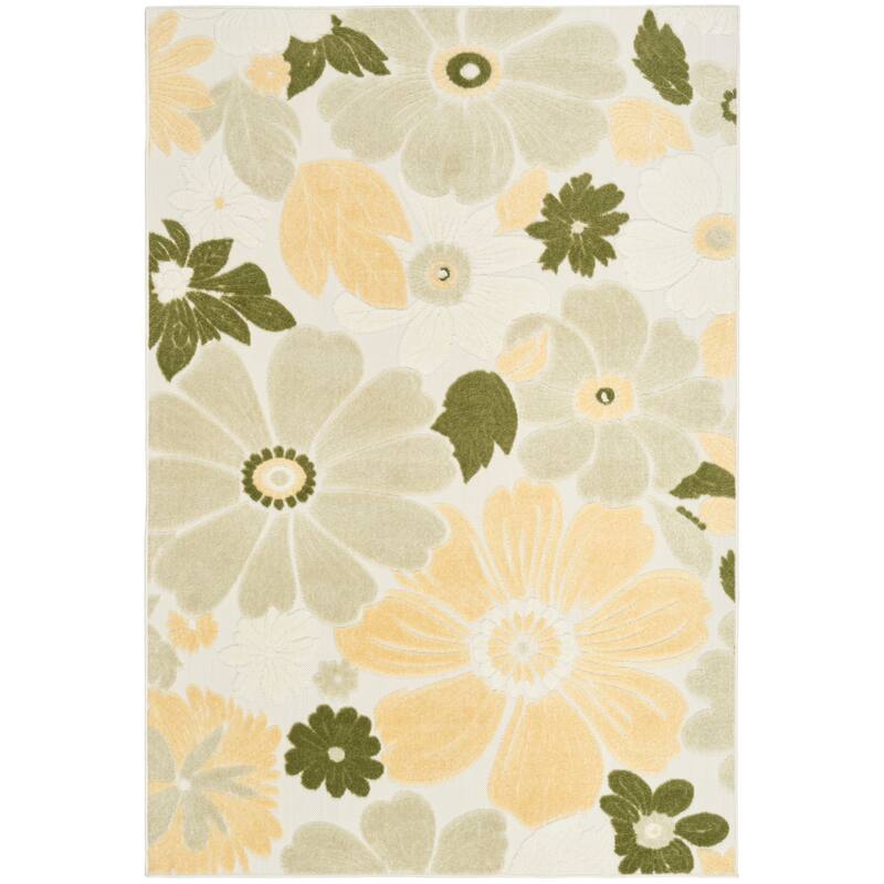 Nourison Aloha Indoor/Outdoor Floral Area Rug - 3'6" x 5'6" - Ivory/Green