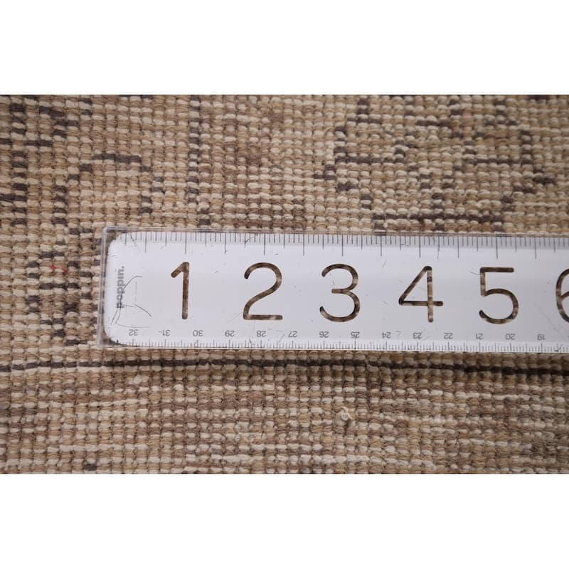 Distressed Tabriz Persian Vintage Area Rug Handmade Beige Wool Carpet - 7'10" x 11'1"