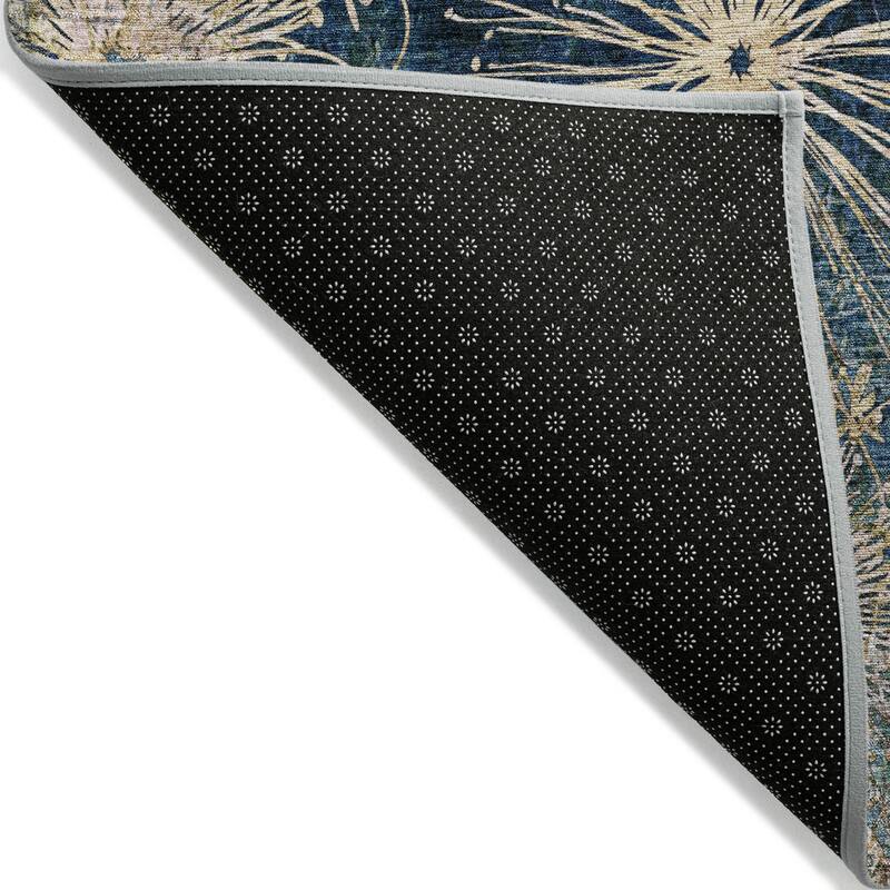 Machine Washable Indoor/ Outdoor Floral Geo Chantille Rug
