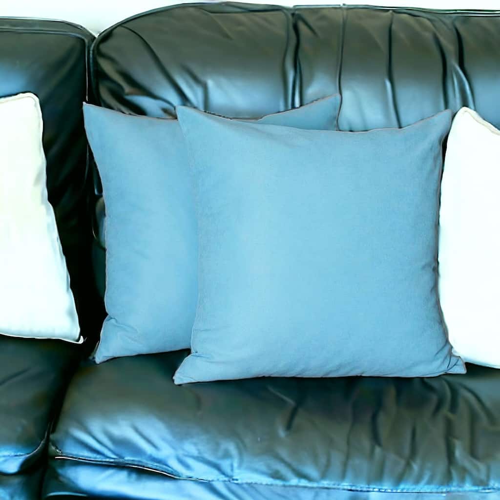 HomeRoots Set Of Two 22" X 22" Sky Blue Polyester Zippered Pillow Cover