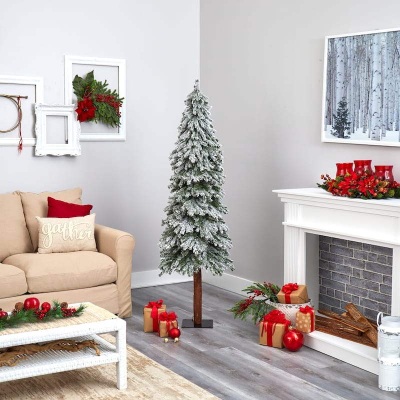 6Ft Artificial Christmas Tree with Lights - Slim Alpine Holiday Decor, Bendable Branches - Green - 72