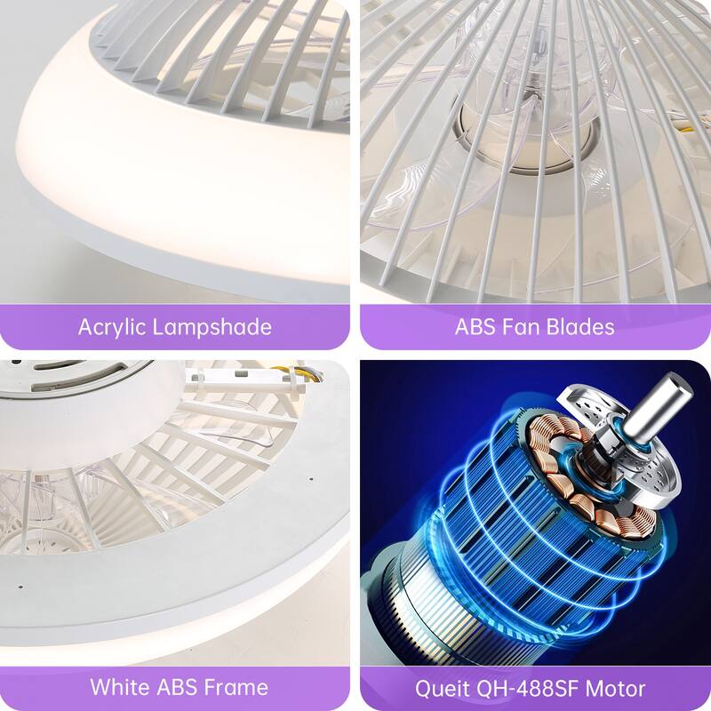 15"/19''/20"/42" RGB Color Dimmable LED Ceiling Fan with APP & Remote Control 6 Wind Speed, with Bluetooth Speaker Optional