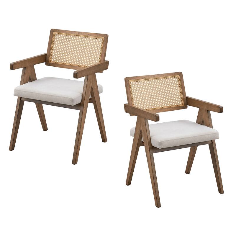 Mid Century Kitchen Chairs Wooden Frame Upholstered Dining Chairs Set of 2