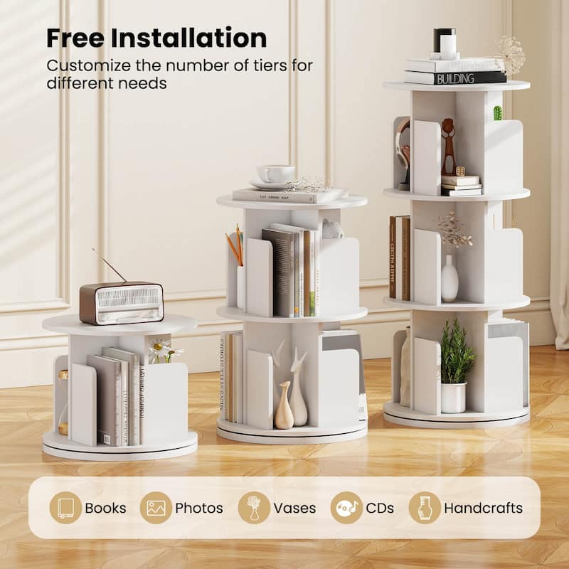Costway 1/2 PCS 3-Tier Rotating Bookshelf 360° Display Rack with - See Details